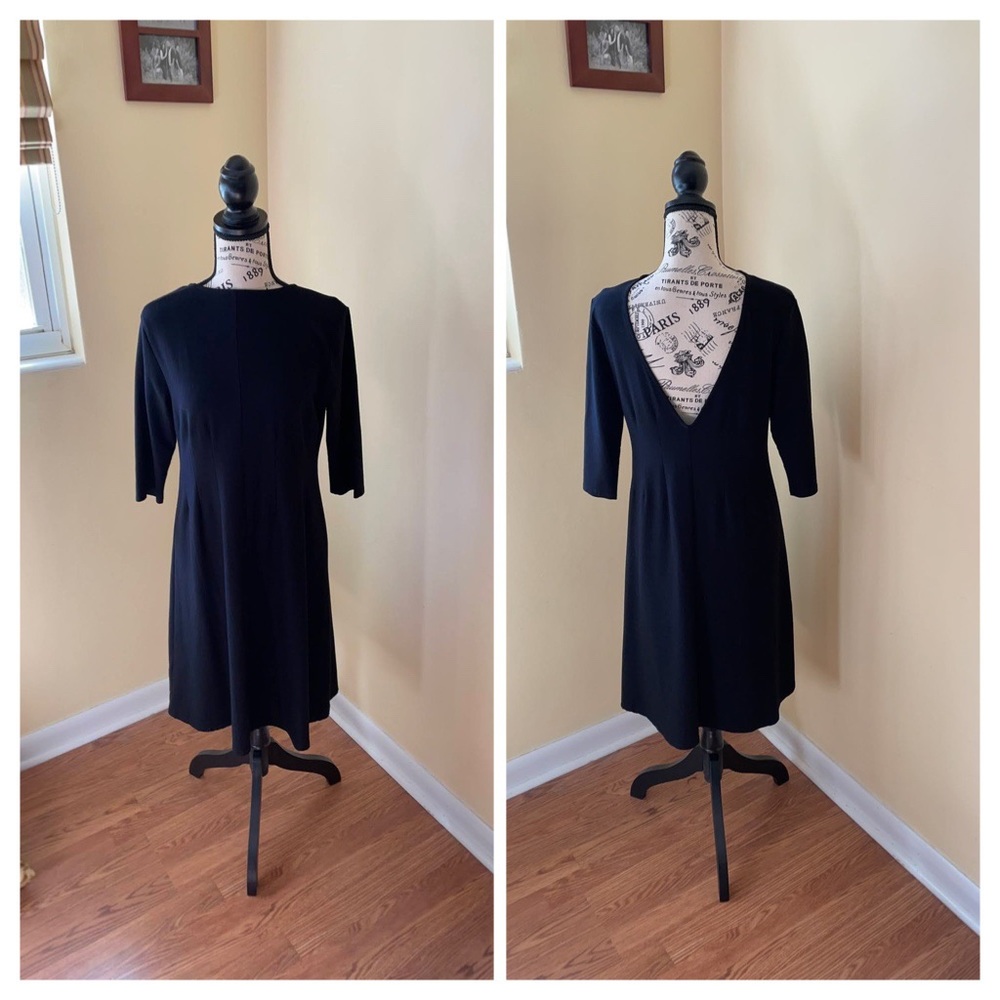 Eileen Fisher Low Back 3/4 Sleeve Midi Dress - Size Medium
